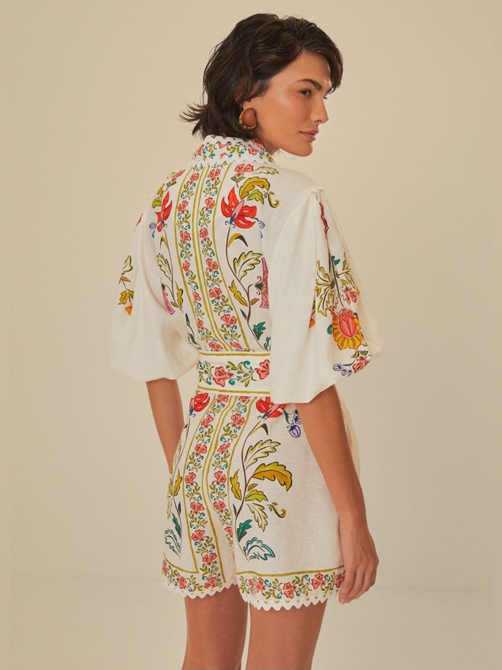 Farm Rio Off-White Floral Insects Romper - Picture 3 of 11